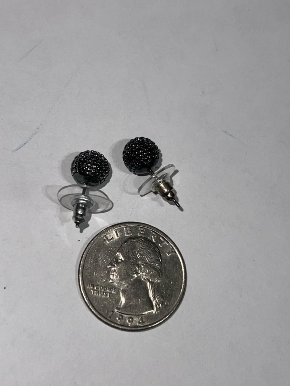 Black Beaded Dome Stud Earrings